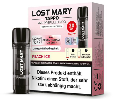 Preview: Lost Mary Tappo Prefilled Pods -Peach Ice- 20mg (2 St.)