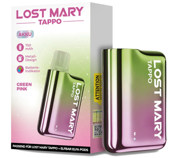 Lost Mary Tappo Akku grün-pink 750mAh